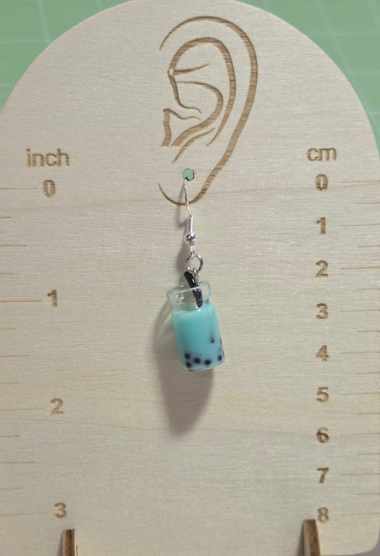 Light blue milk tea boba earrings