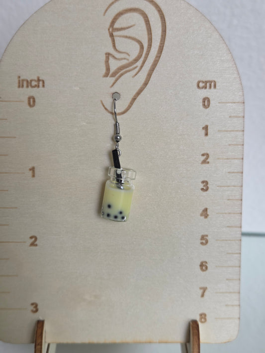 Lemon milk boba earrings