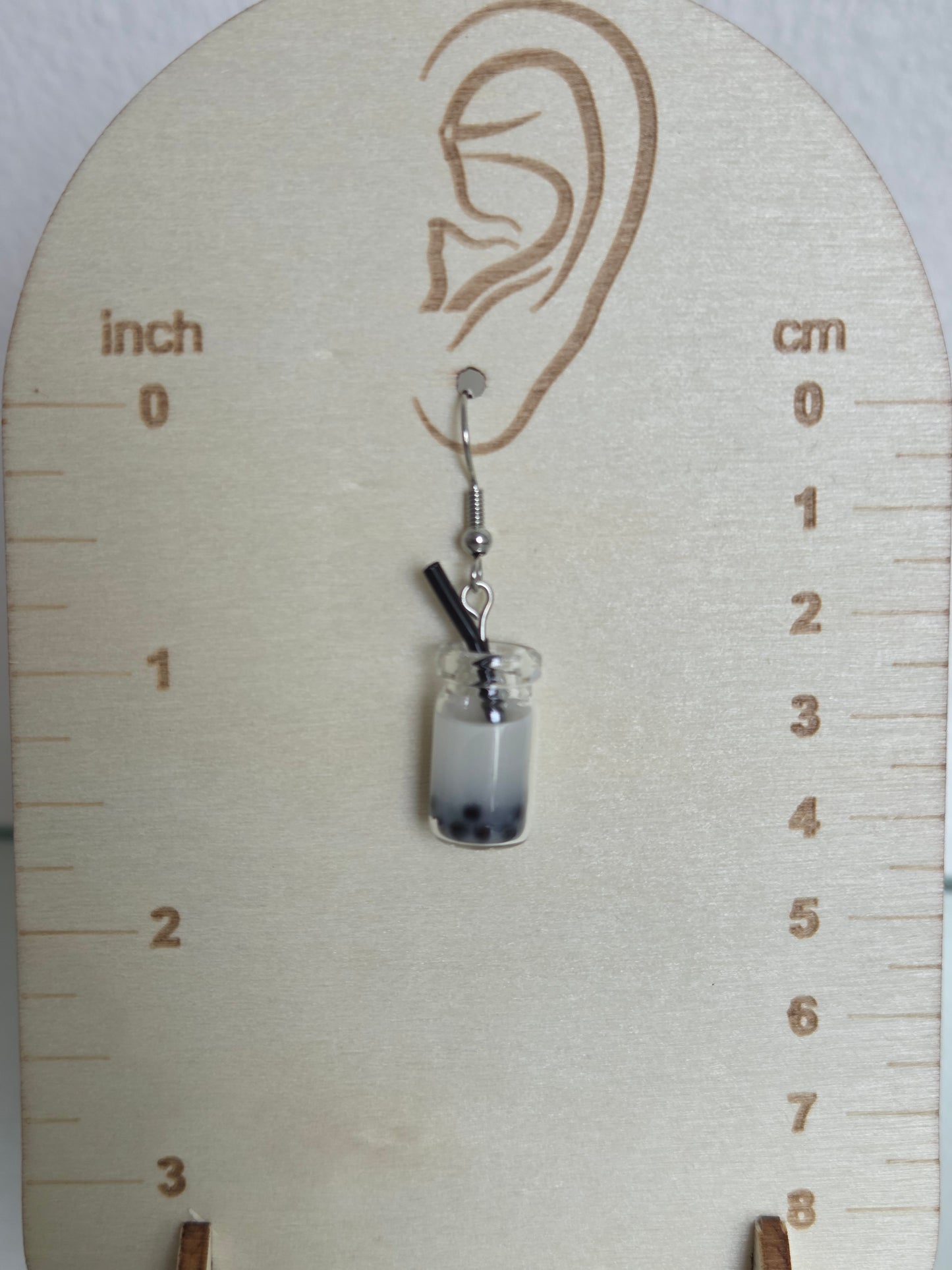 Milk white boba tea earrings
