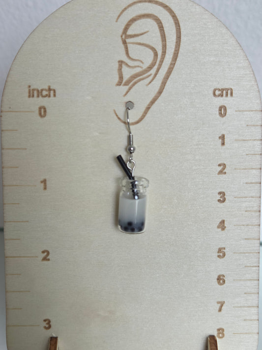 Milk white boba tea earrings