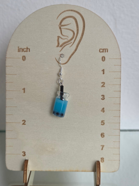 Blue raspberry boba tea earrings