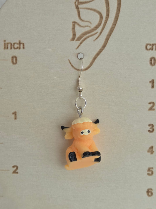 yellow highland cow earrings