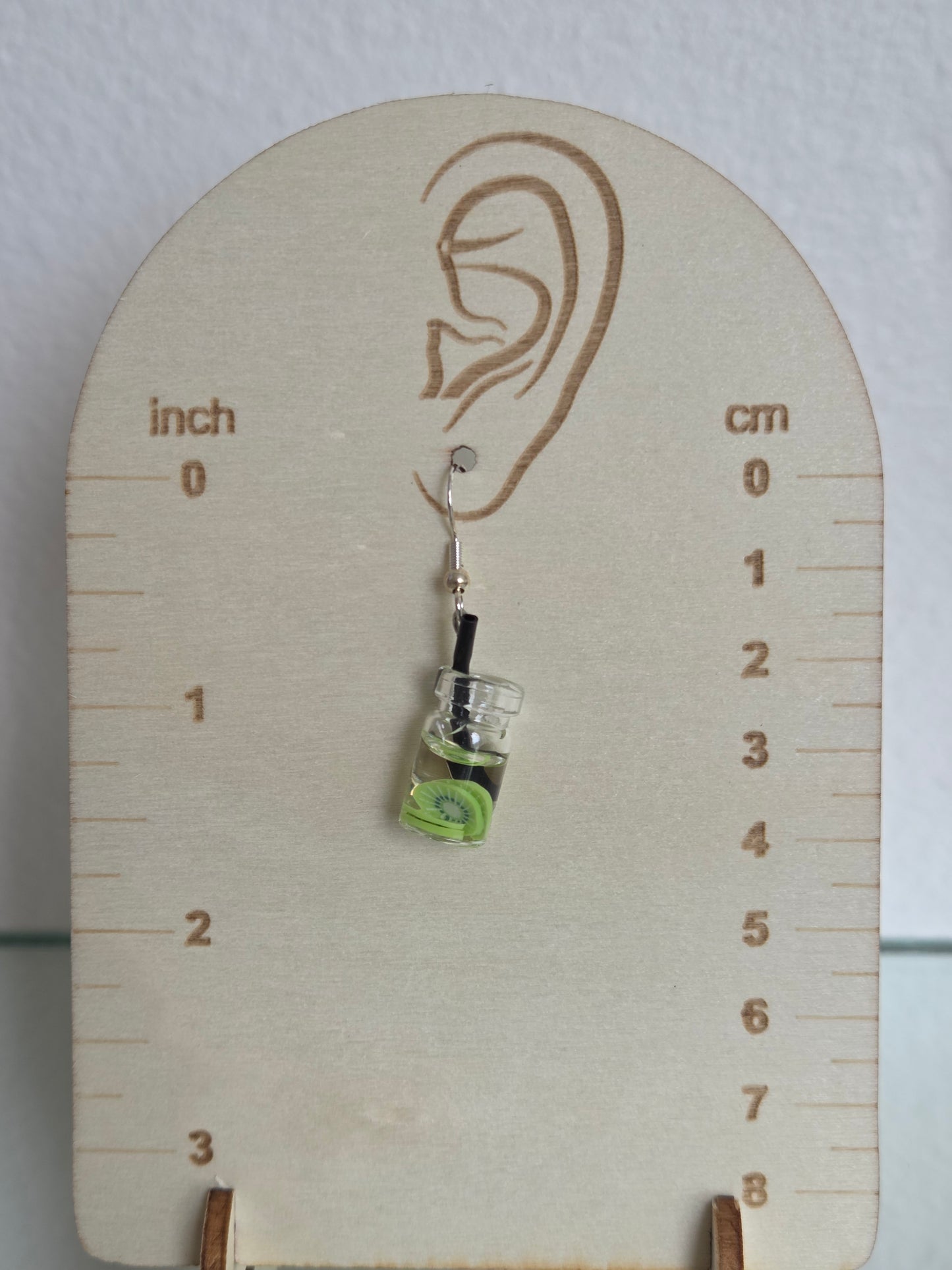 Kiwi boba tea earrings