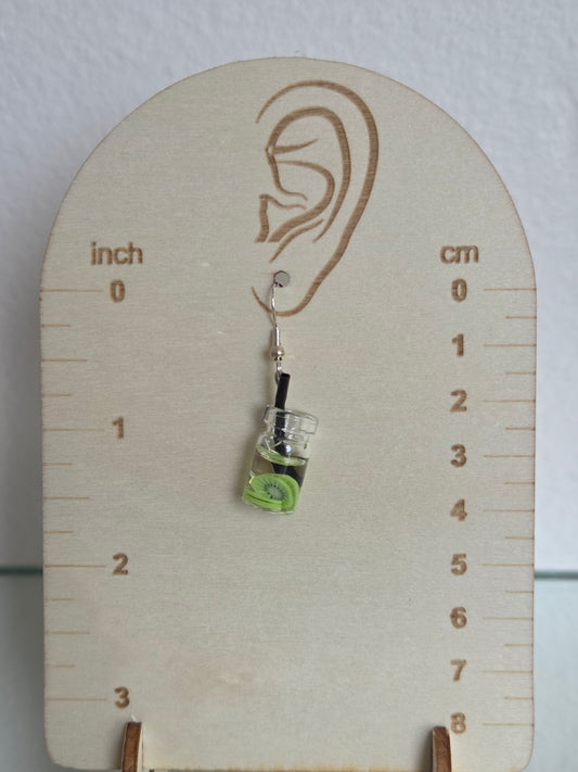 Kiwi boba tea earrings