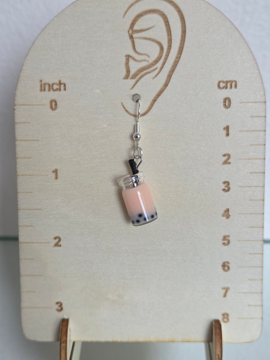 Peachy cream boba earrings