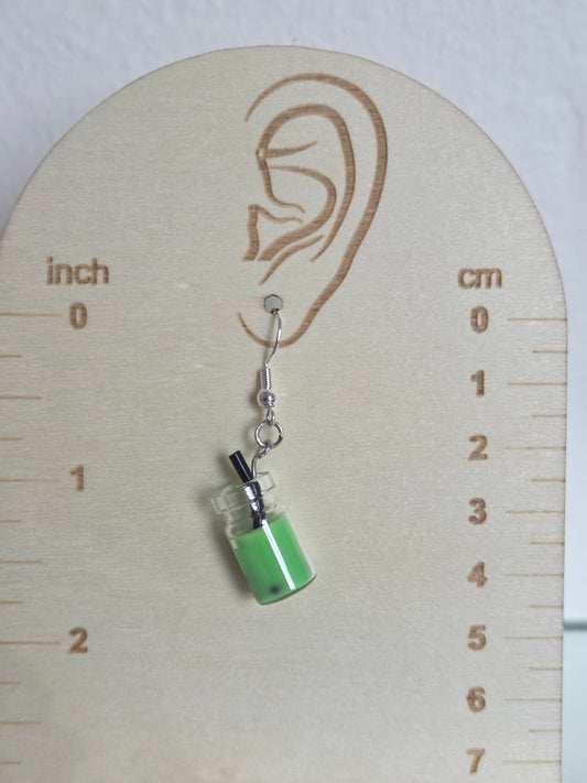 Light Green Matcha boba tea earrings