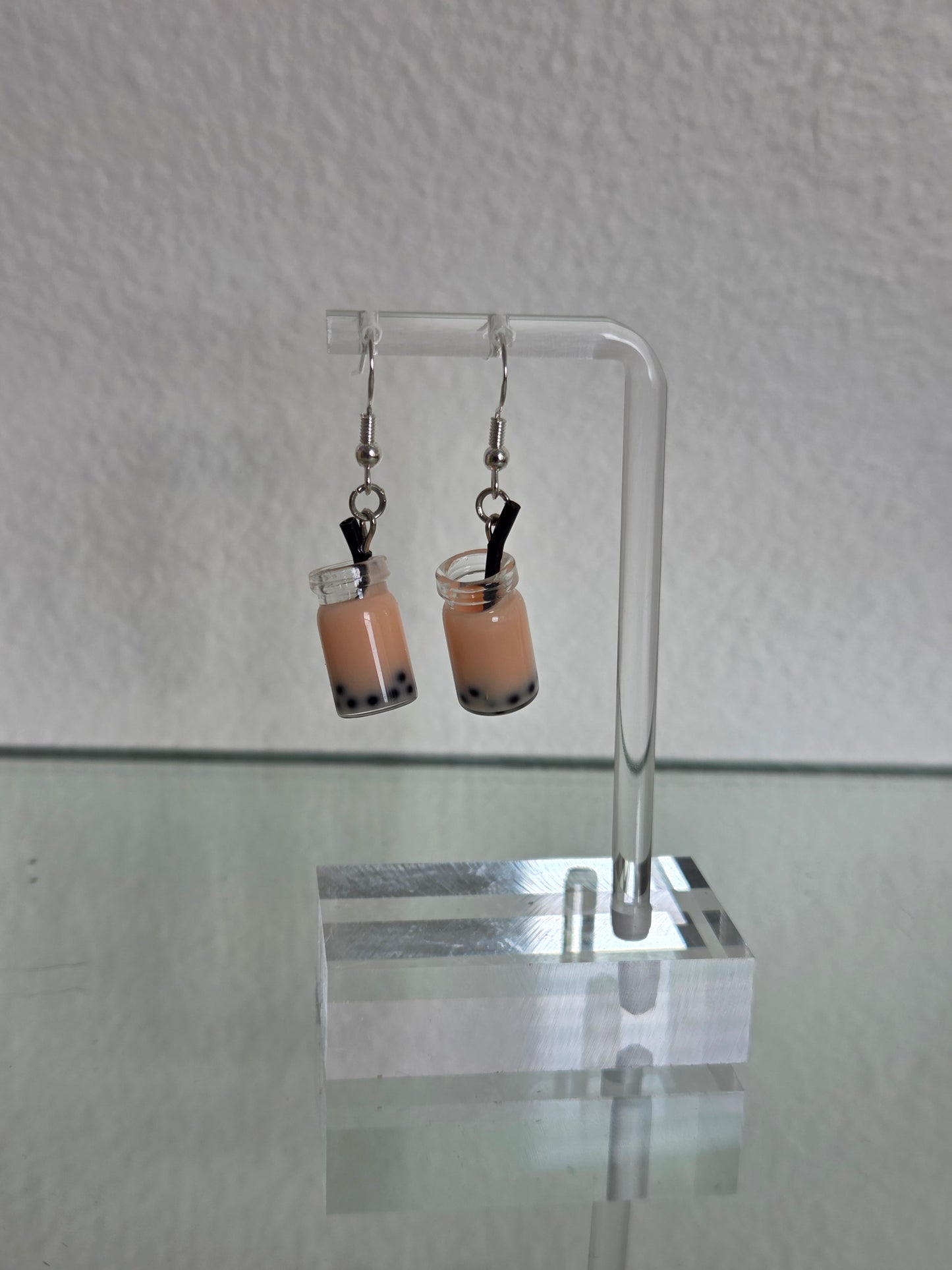 Peachy cream boba earrings