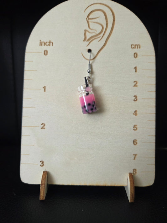 Strawberry Boba Tea Earrings