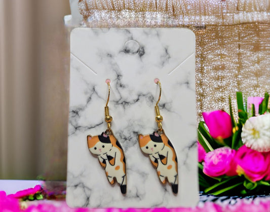 Spotted Calico Cat Earrings
