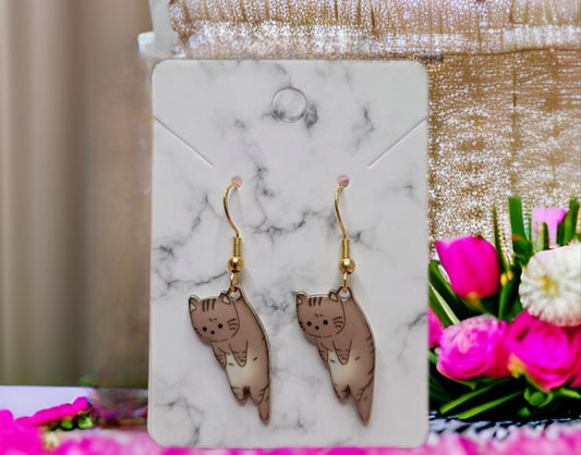Cozy Brown Tabby Cat Earrings