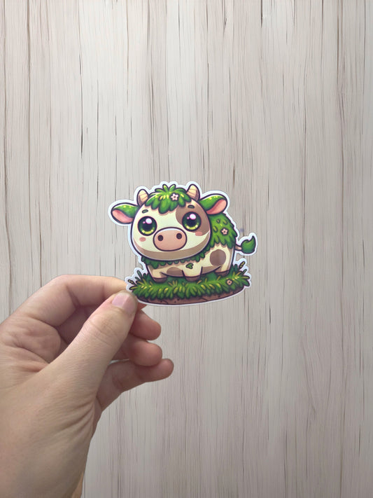 Grass cow sticker