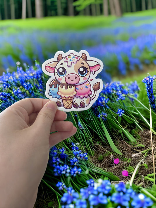 Ice Cream Cow Sticker
