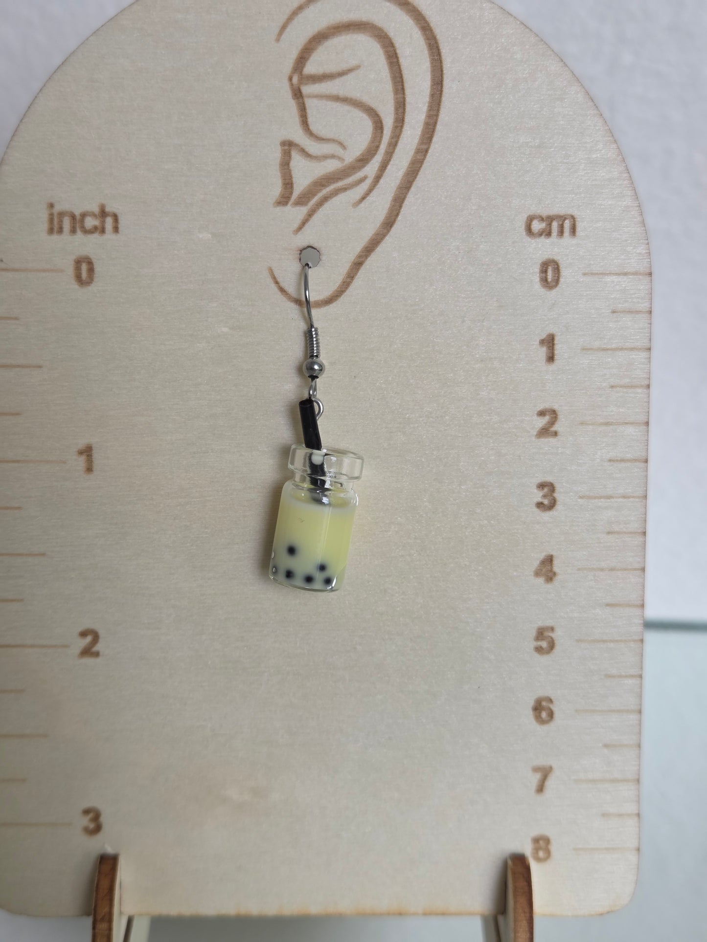 Lemon milk boba earrings