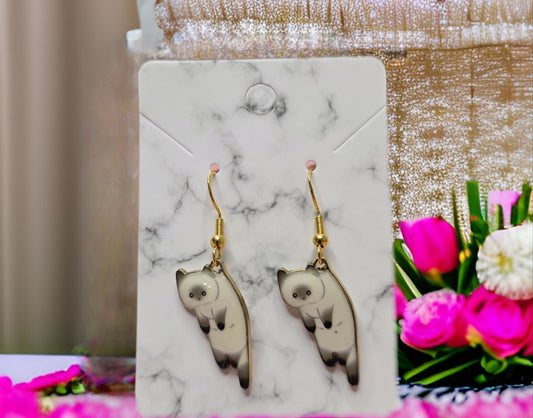 Shy Siamese Cat Earrings