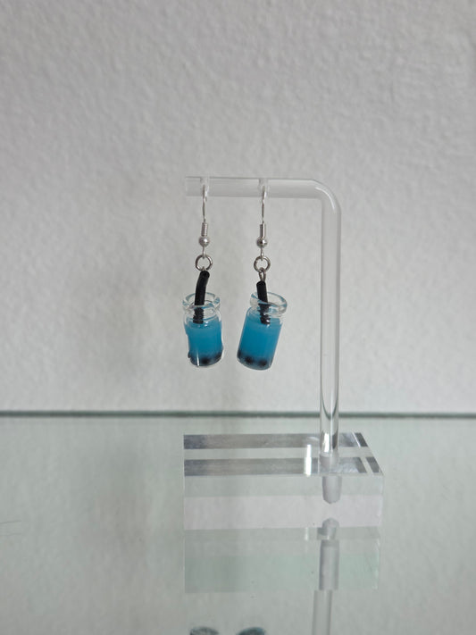 Blue raspberry boba tea earrings