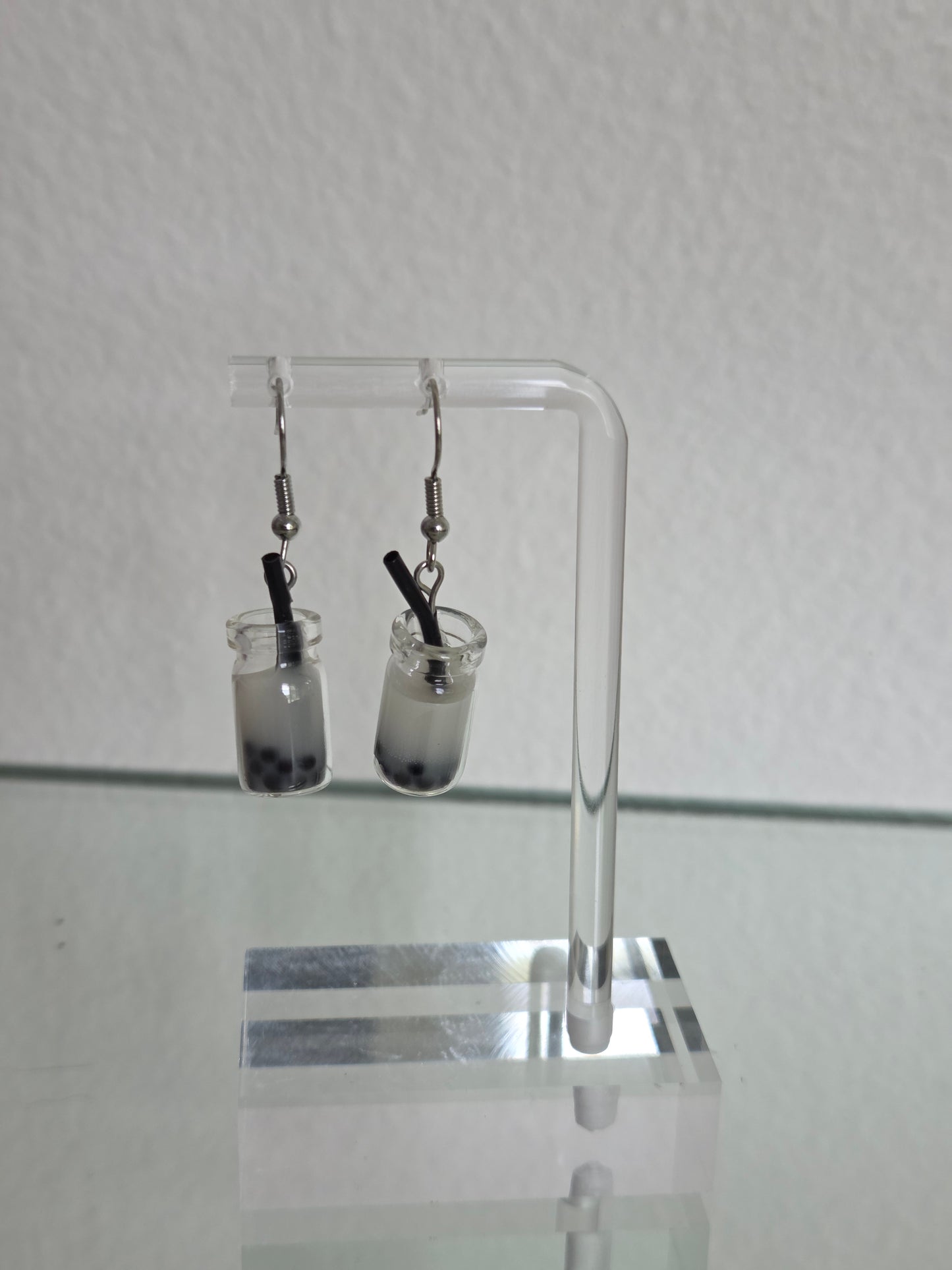 Milk white boba tea earrings