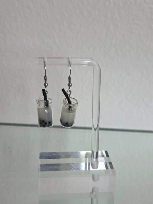 Milk white boba tea earrings