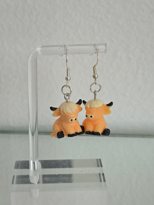 yellow highland cow earrings