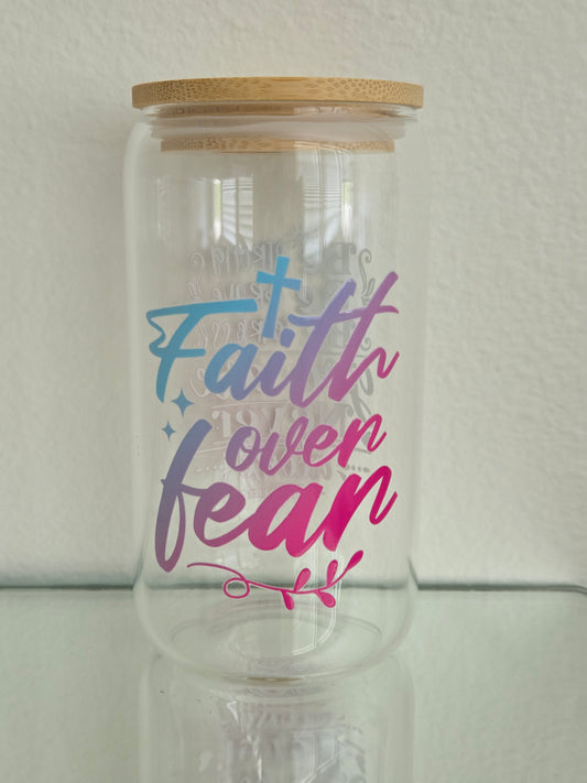 Colorful faith inspired glass cup