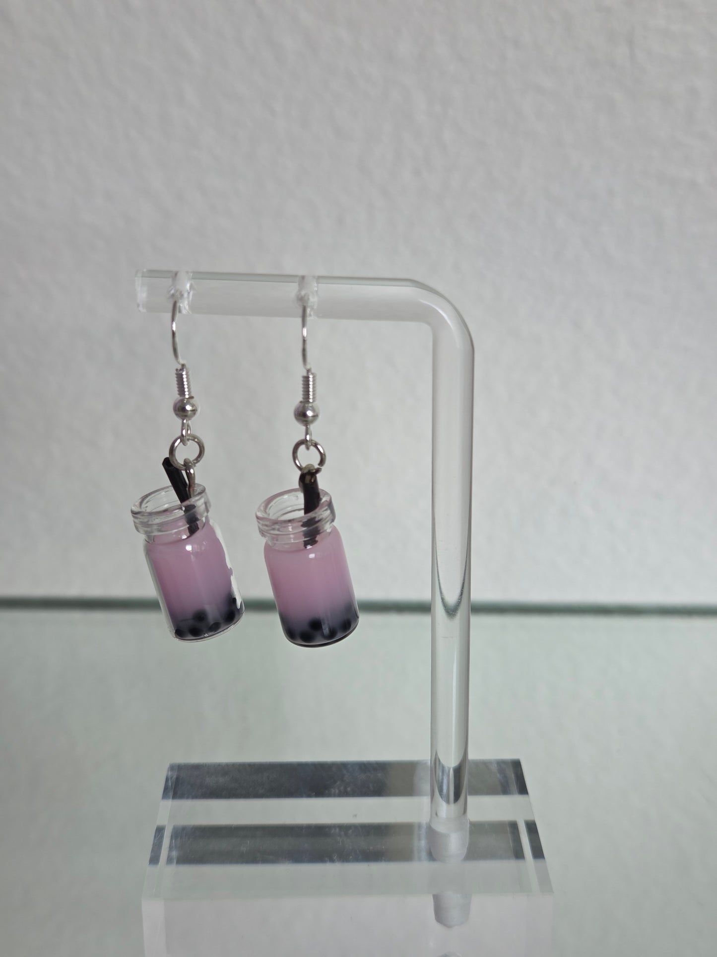 Light pink boba tea earrings