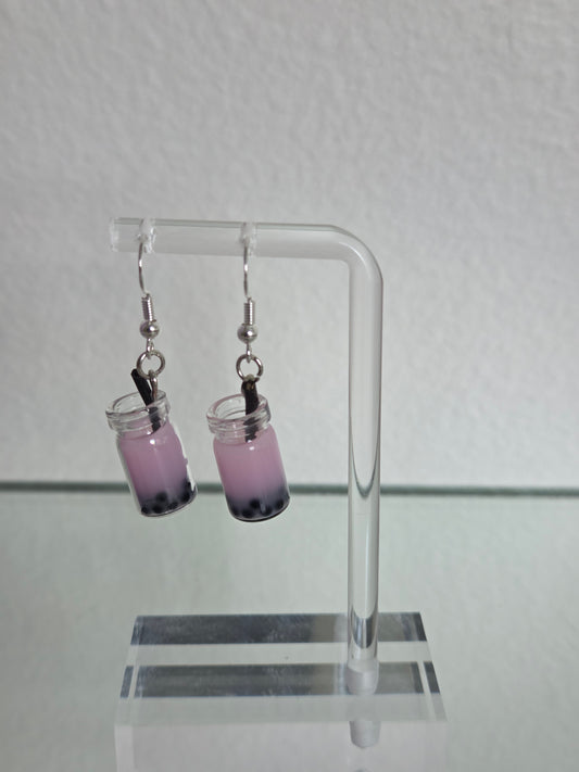 Light pink boba tea earrings