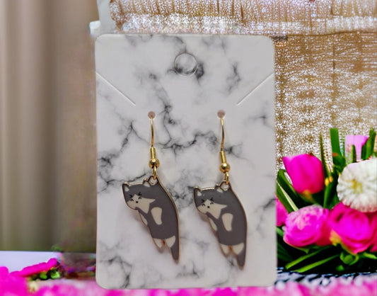Moody Tuxedo Cat Earrings