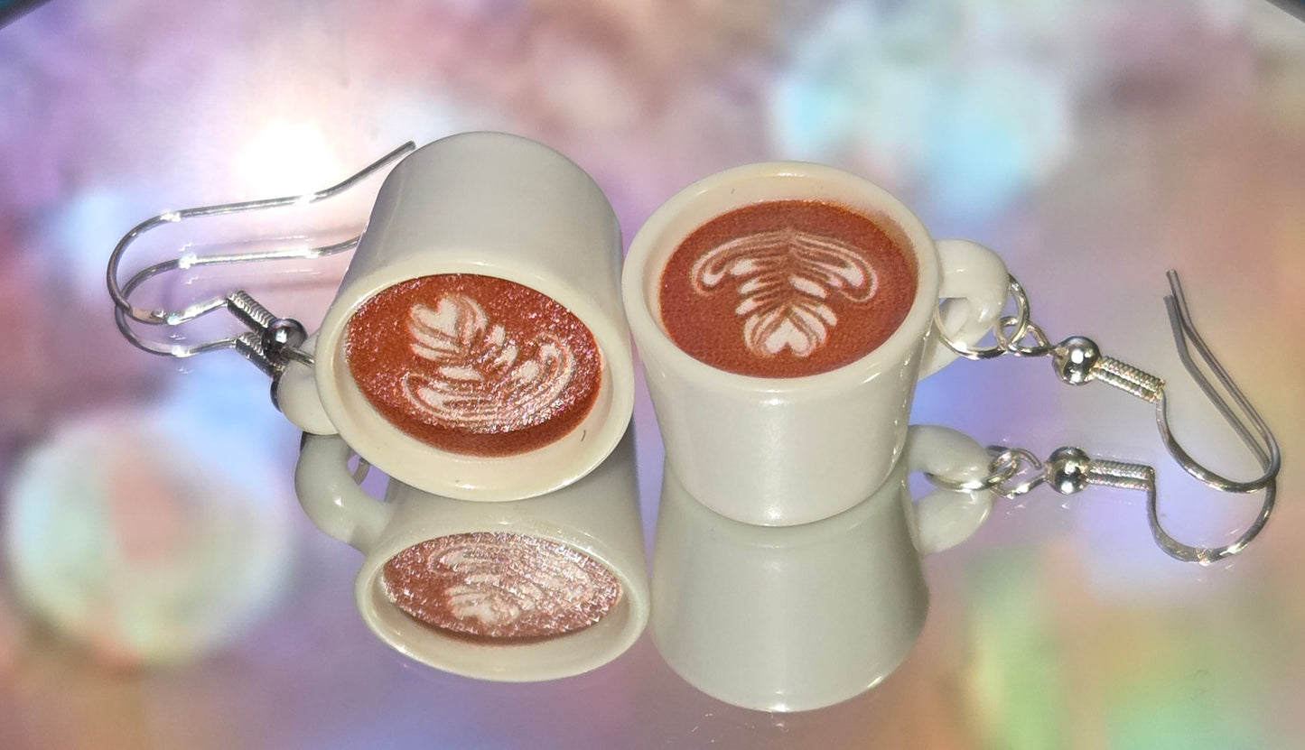 Mini leaf Latte Art Earrings