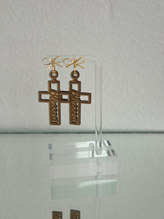 Blessed wooden engraved earrings