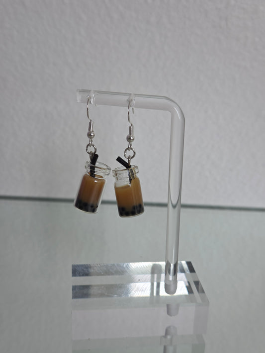 Coffee boba tea earrings