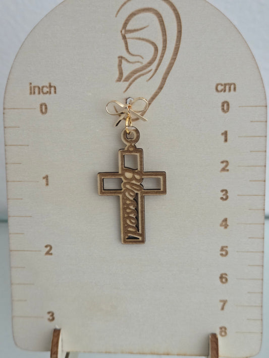 Blessed wooden engraved earrings