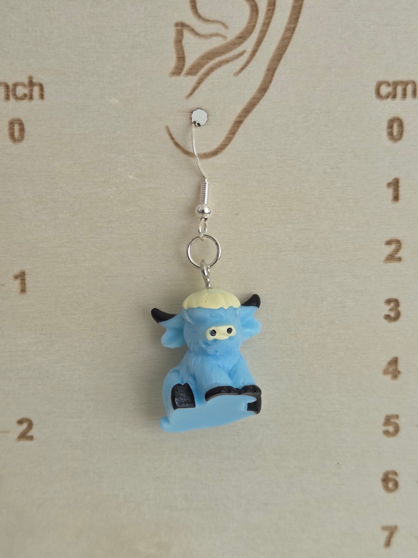 Blue highland  cow earring