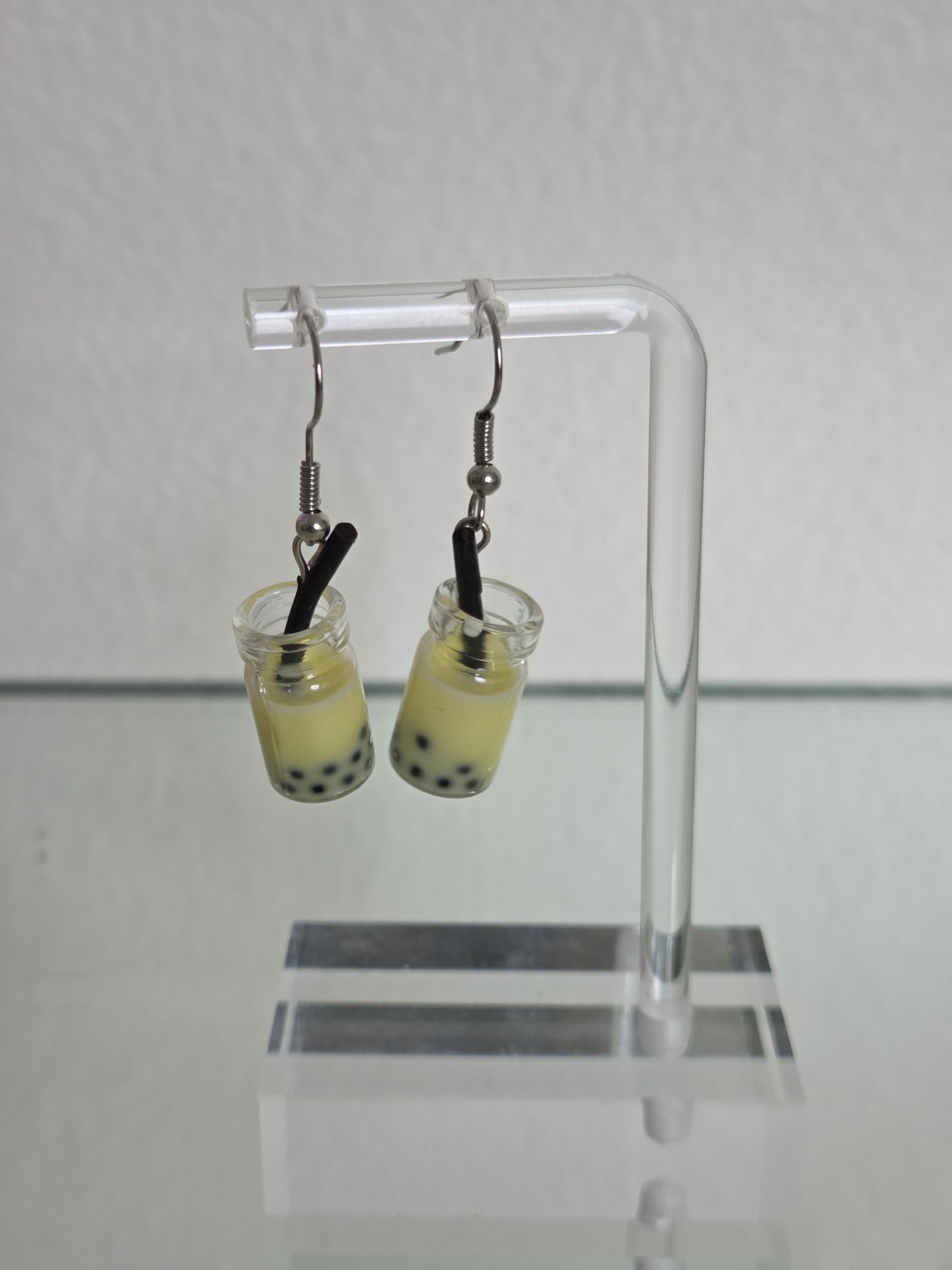 Lemon milk boba earrings