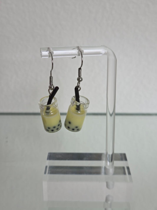 Lemon milk boba earrings